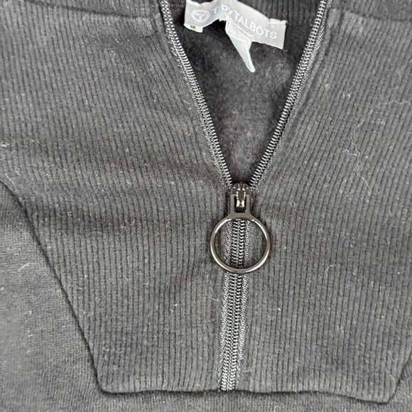 T by Talbots Sweater Womens LP Black Quarter Zip Pullover Pocket Soft Top - Picture 3 of 11